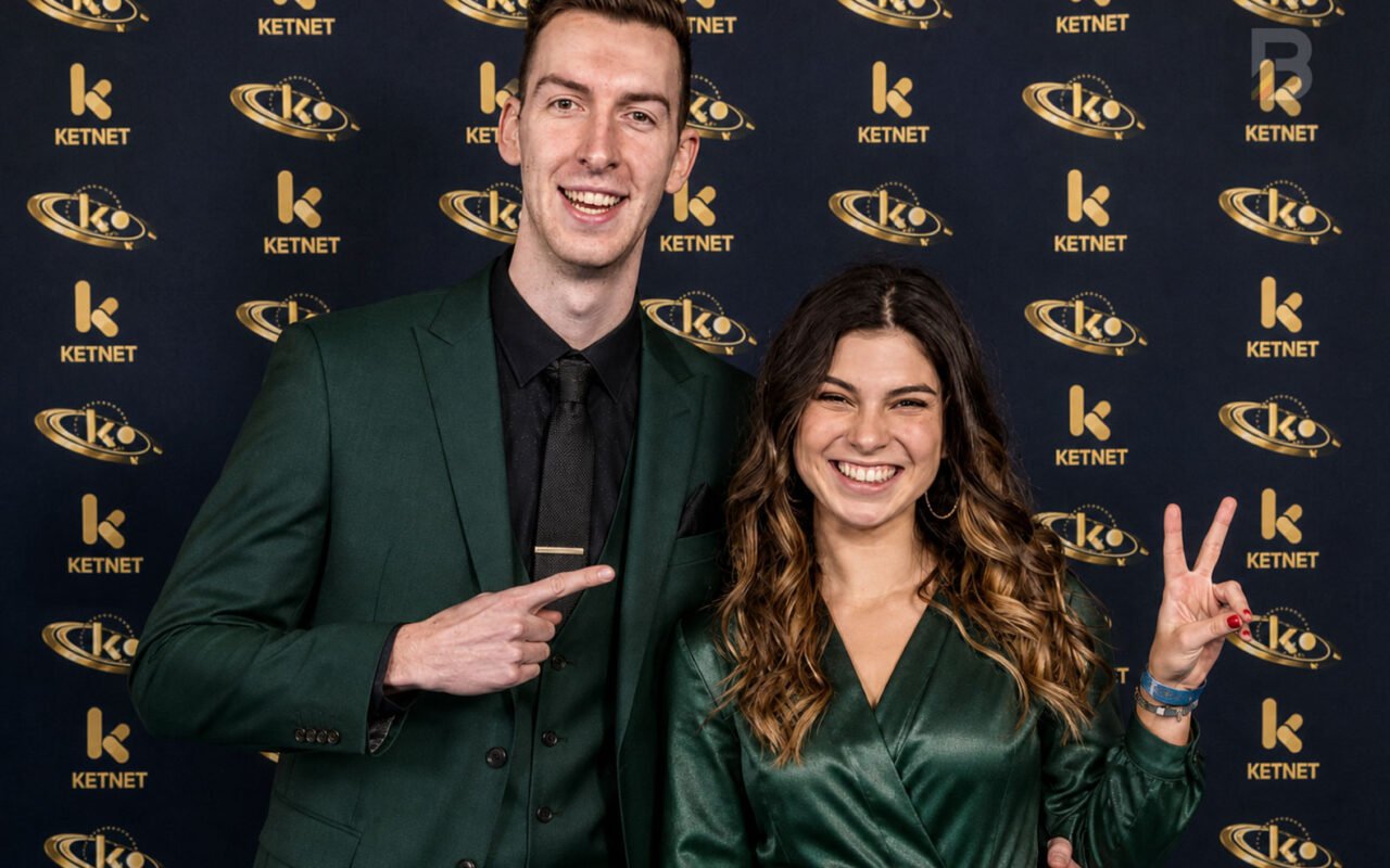Céline Dept met haar vriend Michiel Callebaut