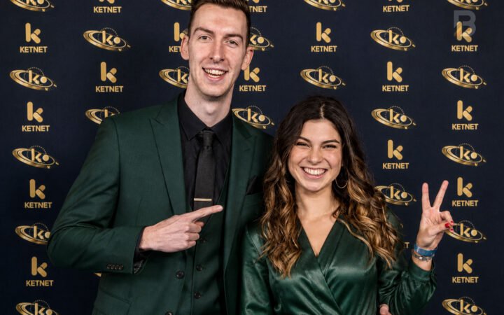 Céline Dept met haar vriend Michiel Callebaut